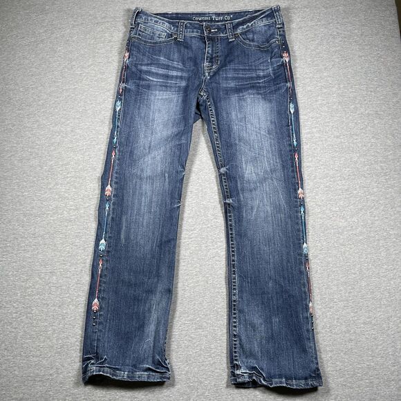 Cowgirl Tuff Co. Denim - Cowgirl Tuff Co. Jeans Womens 32x31 Blue Bootcut Studded Embroidered Arrows